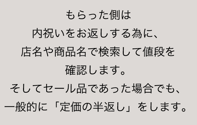 内祝いの為に値段を調べます